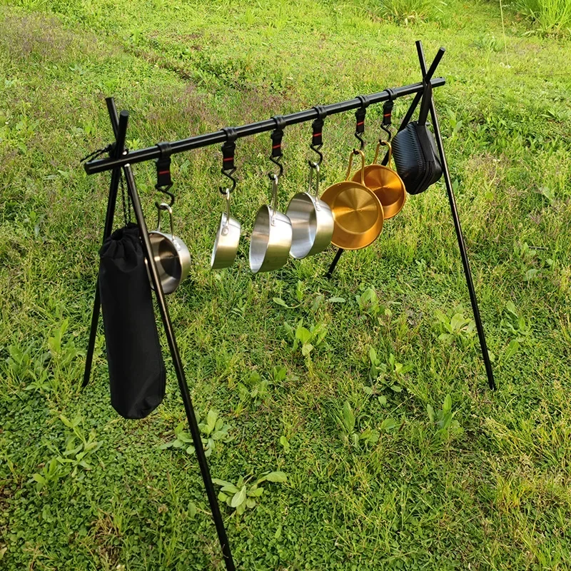 Outdoor camping aluminum alloy triangle shelves, picnic cutlery racks, light stands, portable folding hangers