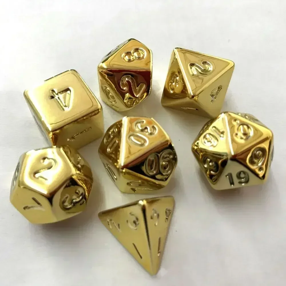 

New Style 7Pcs/Set Gold Plating Dice Cthulhu DND Run Dice Table Games RPG Polygonal Dice Set Children's Board Game Party Gift