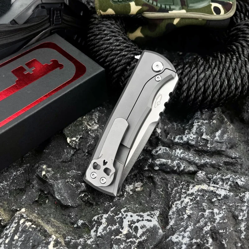 D2 Advanced Folding Knife TC4 Titanium Anti-rust Handle Practical Cutting Knife for Outdoor Camping Adventure and Hunting