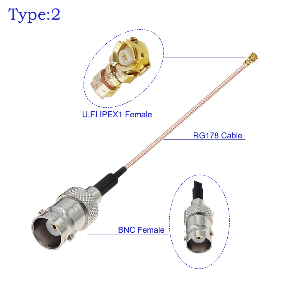 RG-178 BNC Female to uFL u.FL IPX 1 Female Connector RG178 Cable 50 Ohm Pigtail RF Coaxial  Antenna Extension Cord RF Jumper