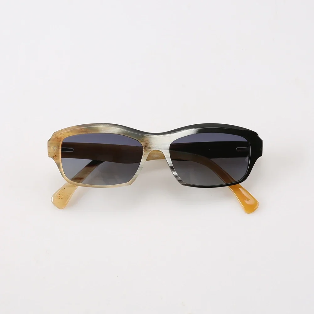 

Women Sunglasses Men Square Vintage Retro Handmade Black White Horn Sunglass Man Luxury Fashion Glasses