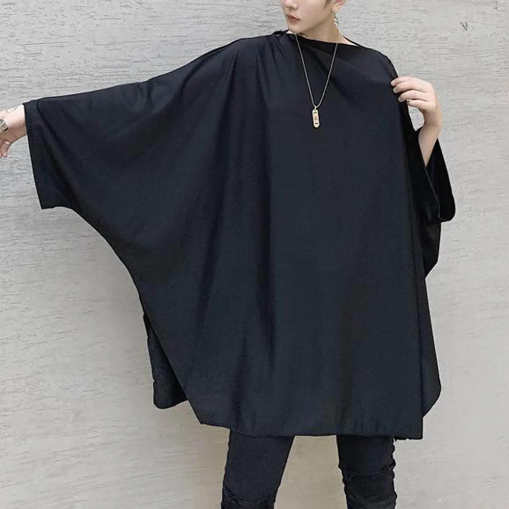 

XS-5XL Мужская футболка с рукавом «летучая мышь» Y2k для ночного клуба, сценического выступления, осенняя уличная одежда, модная повседневная мужская одежда для бальных танцев, темный топ