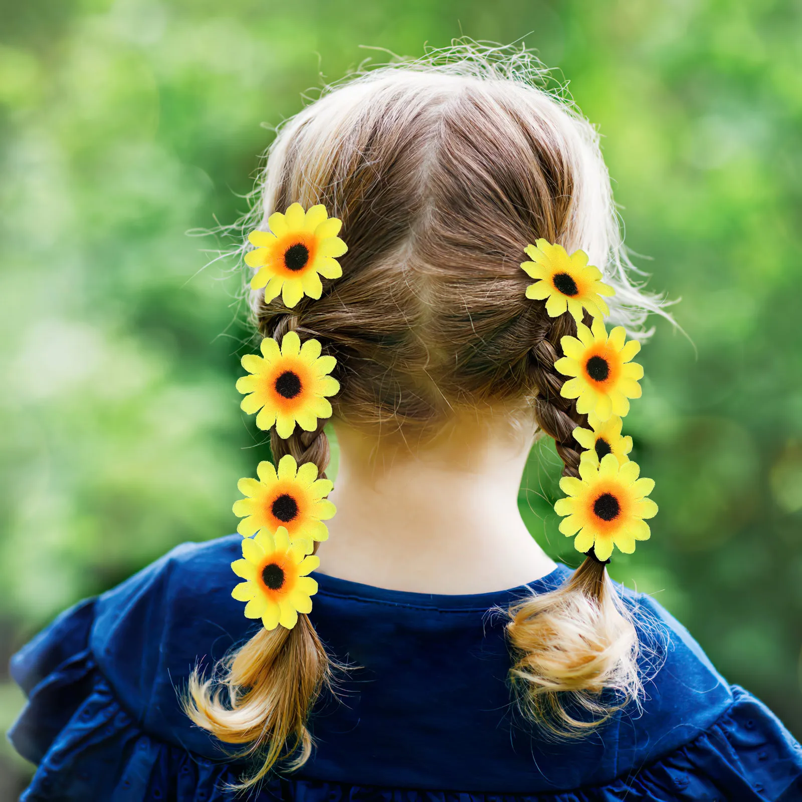 

100Pcs Lifelike Yellow Sunflower Heads Artificial Plastic Flower Decor for Hats Hair Clips Headbands Clothes Bows Party Home