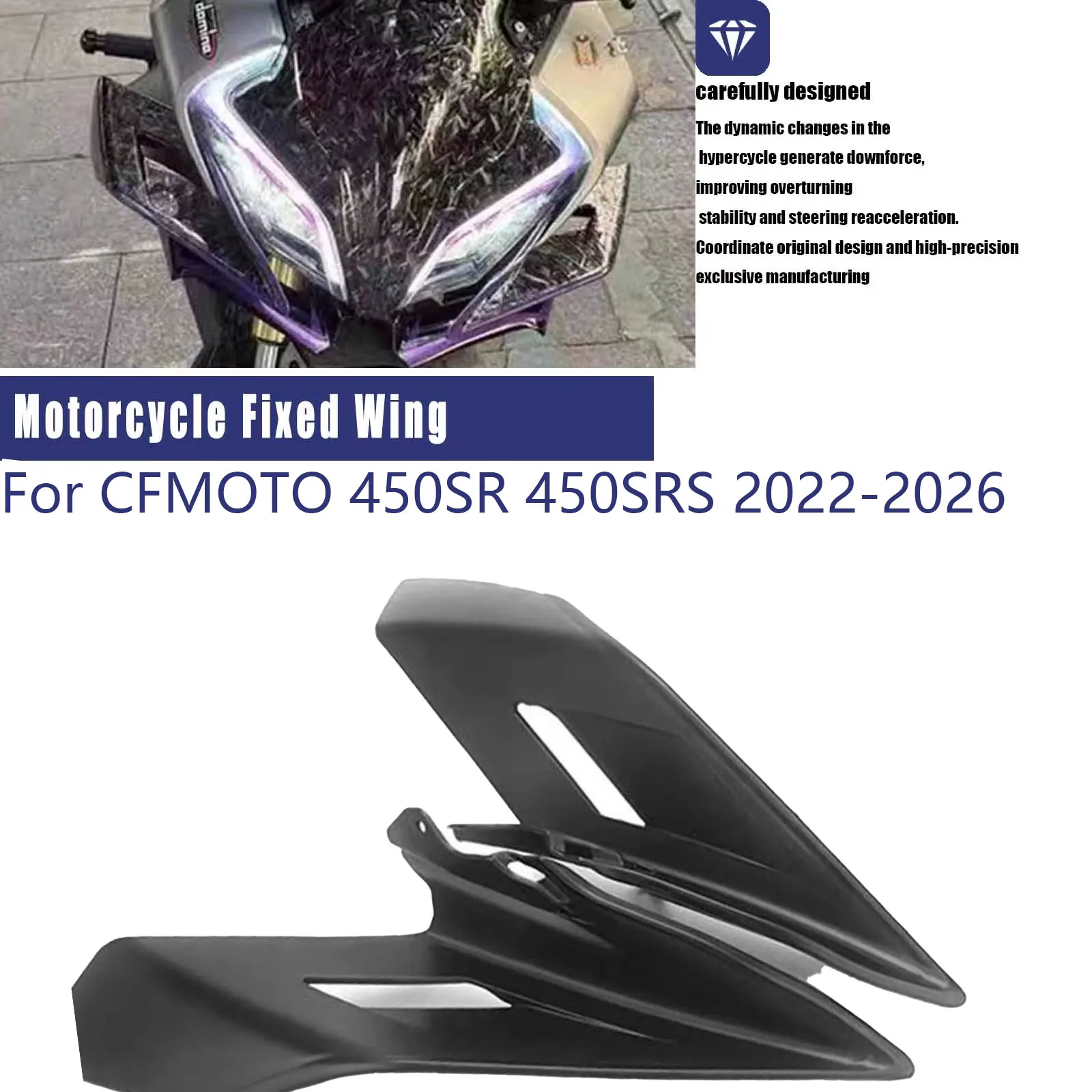 Motorcycle Winglets Installed By Bolts Fit Wings Front Fairing Downforce Moto Parts High Quality ABS For CFMOTO 450SRS 2022-2026