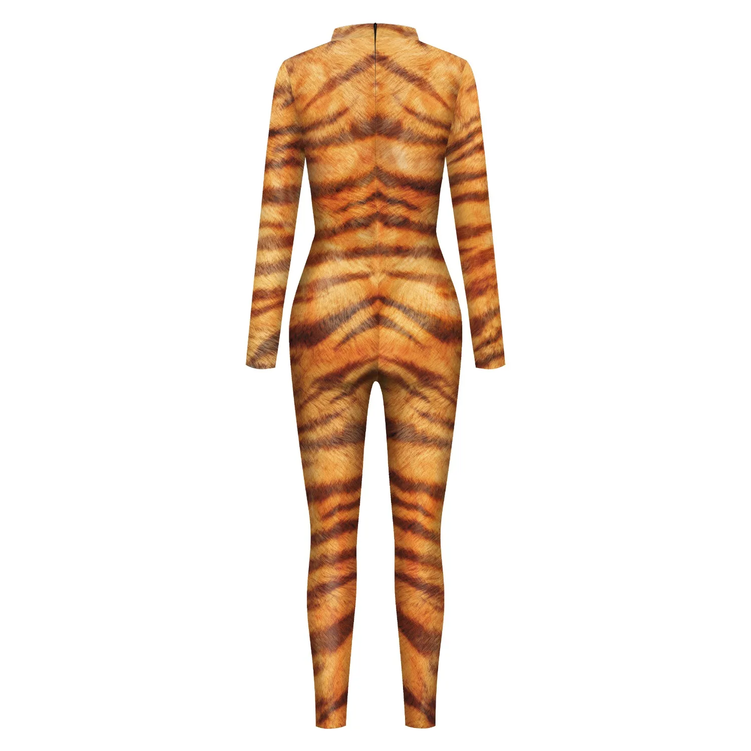 Funny Animal Tiger Pattern 3d Digital Printing Tights Long Sleeve Halloween Jumpsuit Adult Men's Stage Party Performance Costume