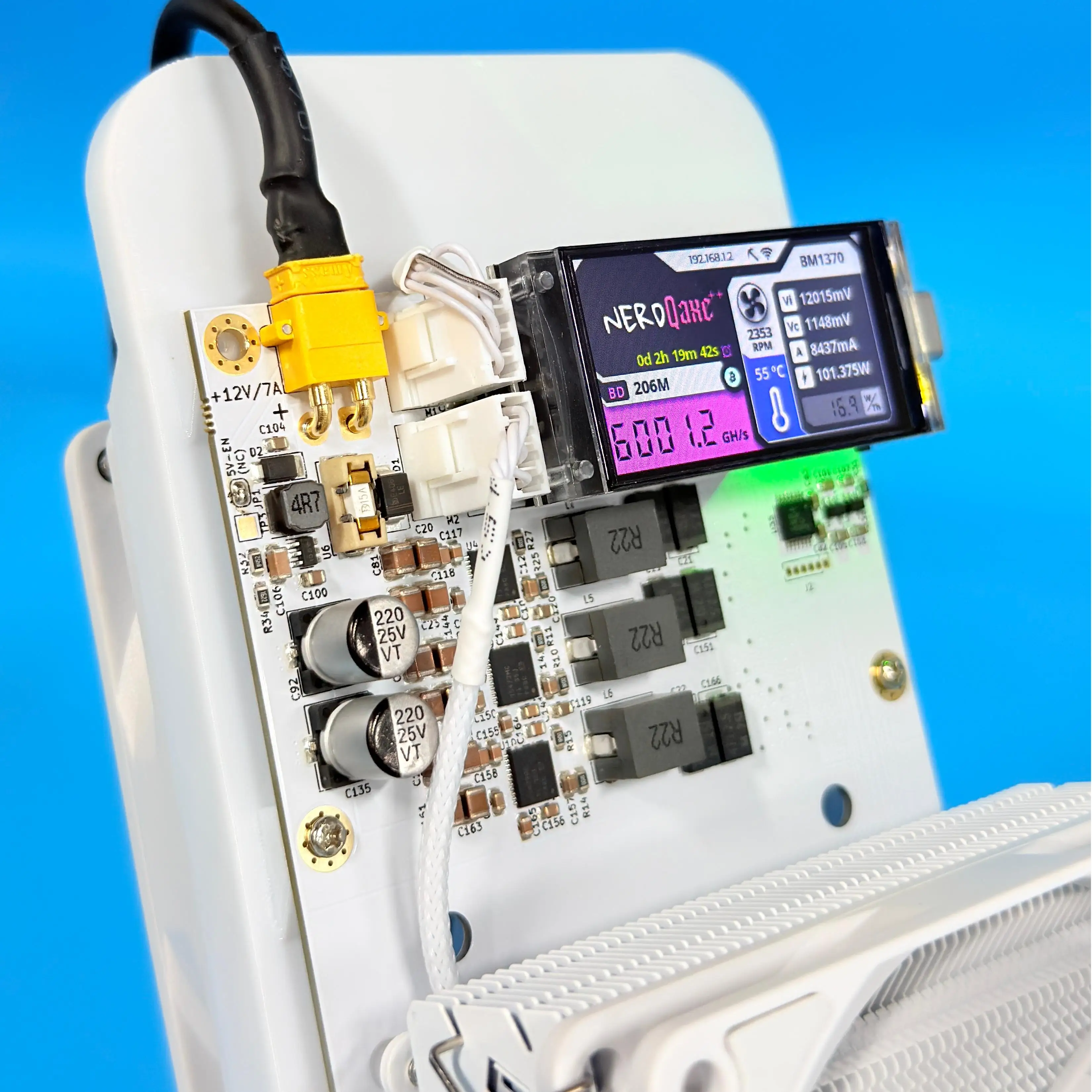 NerdQaxe++ Rev6.1 Minerador de Bitcoin 6Th/s 100W Bajo Consumo SHA-256 ASIC 2.4G WiFi Silencioso de Código Abierto para Minería Doméstica de BTC