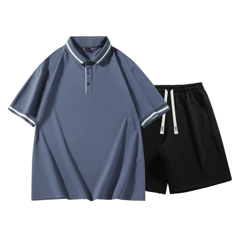 

Yipinyuan Mens Polo Shirt Two Piece Set Casual Loose Summer Outfit