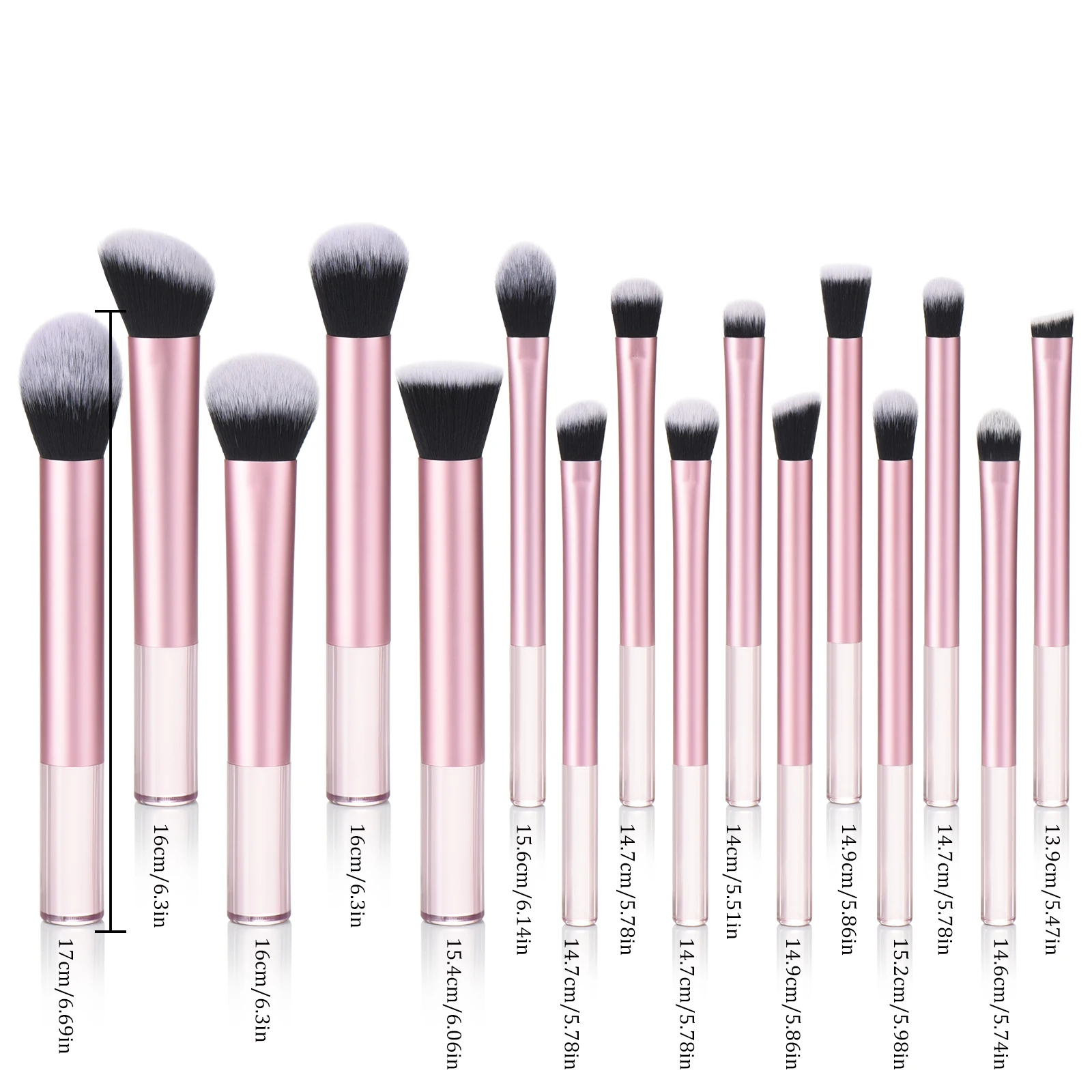 Makeup Brushes Set with transparent Handle Soft Makeup Brushes for Applying Blush Foundation Loose Powder and More