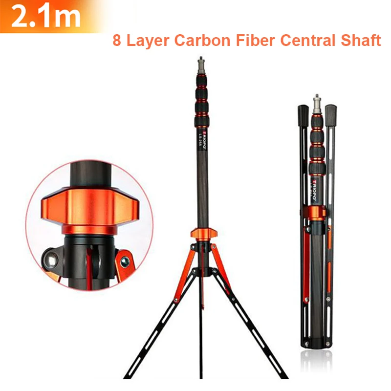 2.1m Carbon Fiber Photographic Light Stand Adjustable Tripod 1/4 Screw Portable Lamp Holder for Photography Flash Softbox