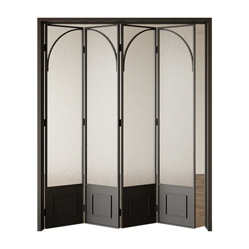 

French retro balcony sliding door kitchen living room bedroom bathroom partition titanium magnesium alloy glass sliding door cus