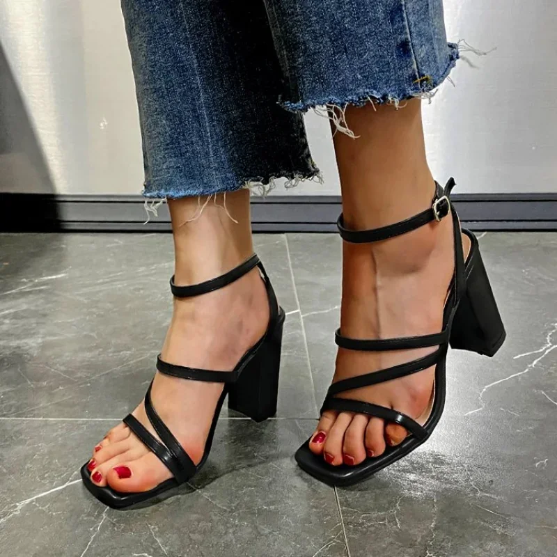 Women Luxury High Heels Slippers Women  Summer Flip Flops Fashion Party Dress Slingback Sandals Women Design Chunky Pumps image 5