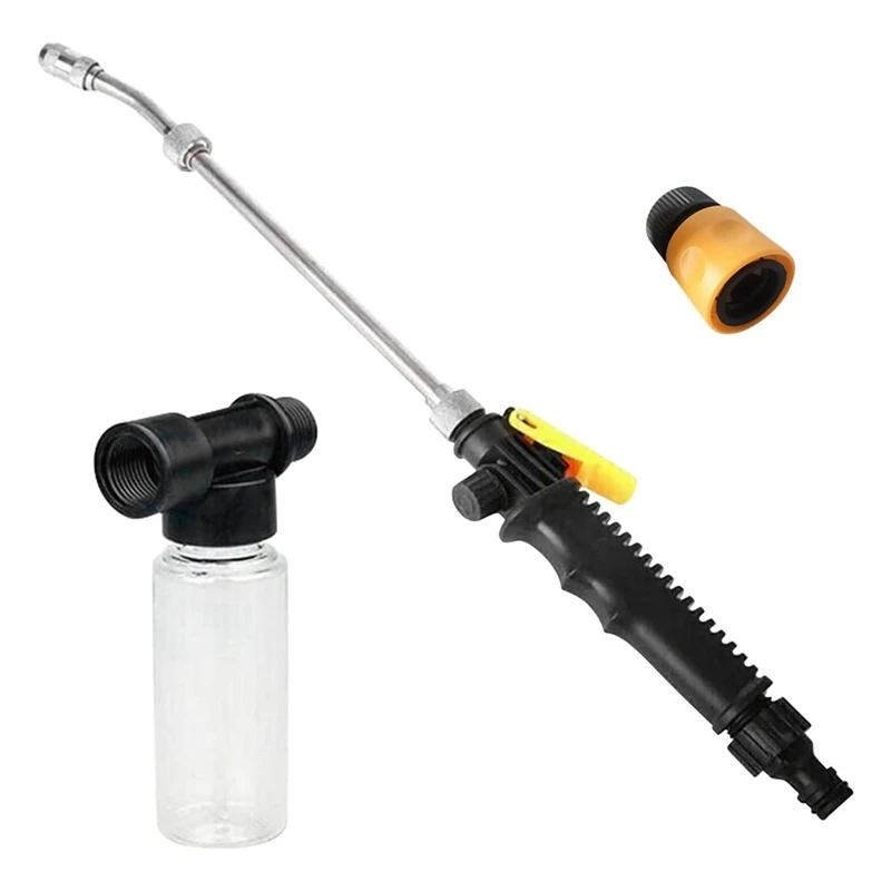 2-In-1 High Pressure Power Nozzle, 25.6 Inch Watering Sprayer Cleaning Tool With Foam Pot & Standard Connector