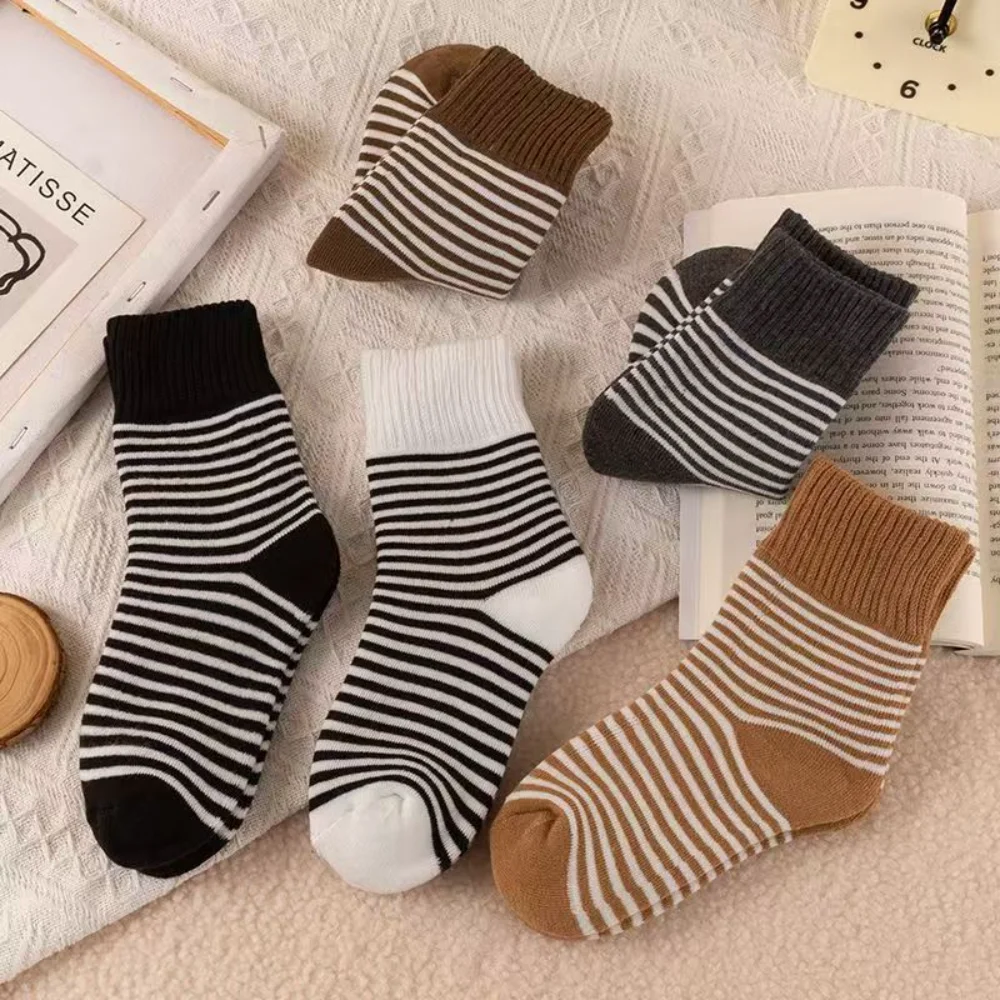 

1 pair Winter Socks Warm Soft Fluffy Bed Socks Japanese Korean stripes Thicken Fleece Socks Ladies Home Floor Slipper Socks