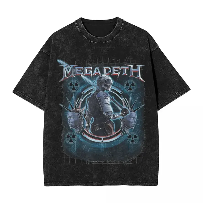 Megadeth Dystopia Washed T Shirt Streetwear Hip Hop Vintage T-Shirts Tee Shirt Men Women 100% Cotton Oversize Summer