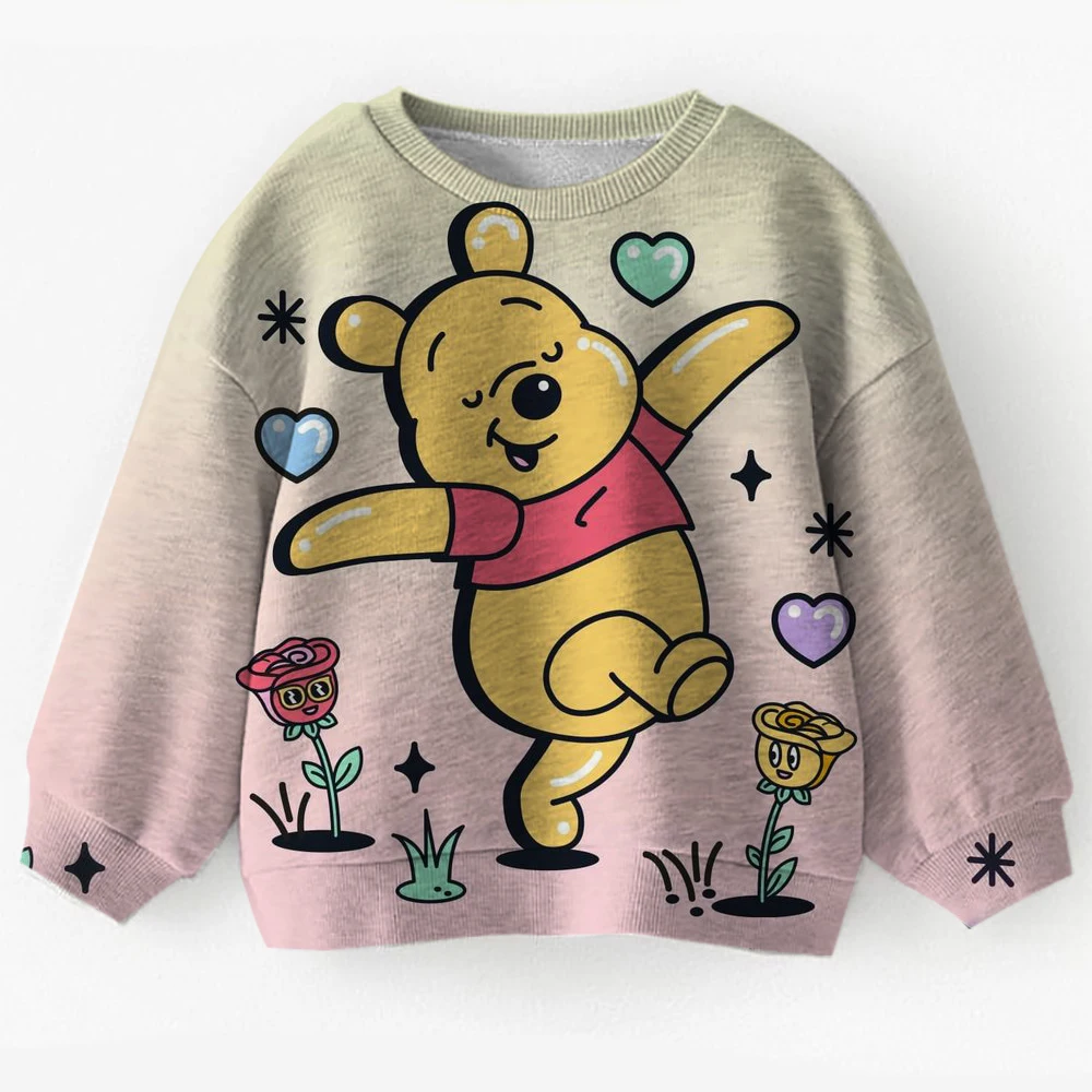 

Winnie The Pooh 2025 Spring and Autumn Children's Clothing Girls' Cartoon Winnie The Pooh Sportswear Top