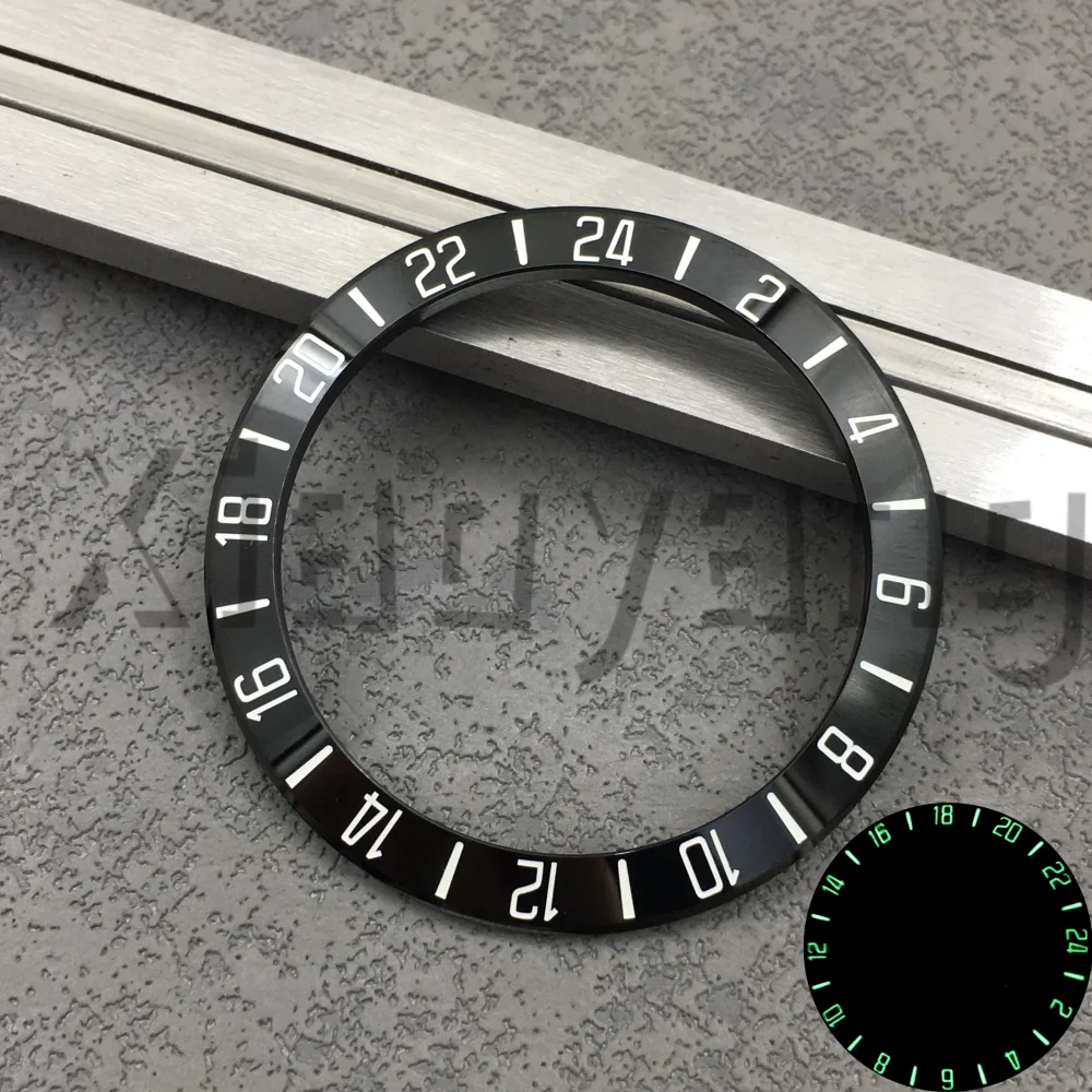 39.3mm*31mm Exp2 Style Ceramic Watch Bezel Black White Blue Green Brown Insert 24 Digital C3 Green Luminous Fit 40mm Watch Case