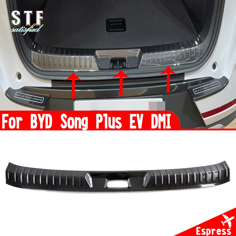 ABS Interior Rear Bumper Protectio Trunk Sill Decorative Plate Pedal Car Accessories Stickers For BYD Song Plus EV DMI 2022 2023