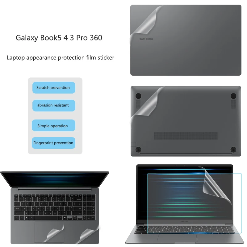 Fro 14/15.6/16 inch Samsung Galaxy Book5 4 3 Pro 360 notebook beauty sticker Book5 4 shell protective film Ultra body film Edge