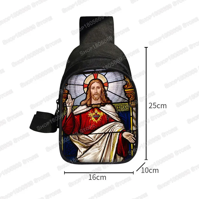 Christians Religion Holy Jesus Mary Chest Bag Women Men Crossbody Bags Casual Shoulder Bags for Travel Phone Purse Holder Bag