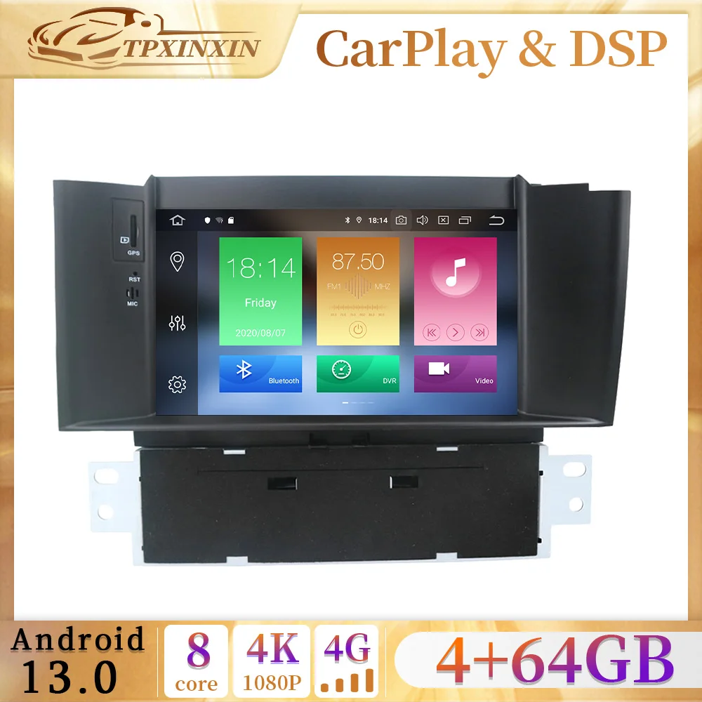 

4+64GB PX6 DSP For Citroen C4 C4L DS4 2012-2017 Android 13 GPS Navi 4G Stereo Car Radio Multimedia DVD Player Autoradio Carplay