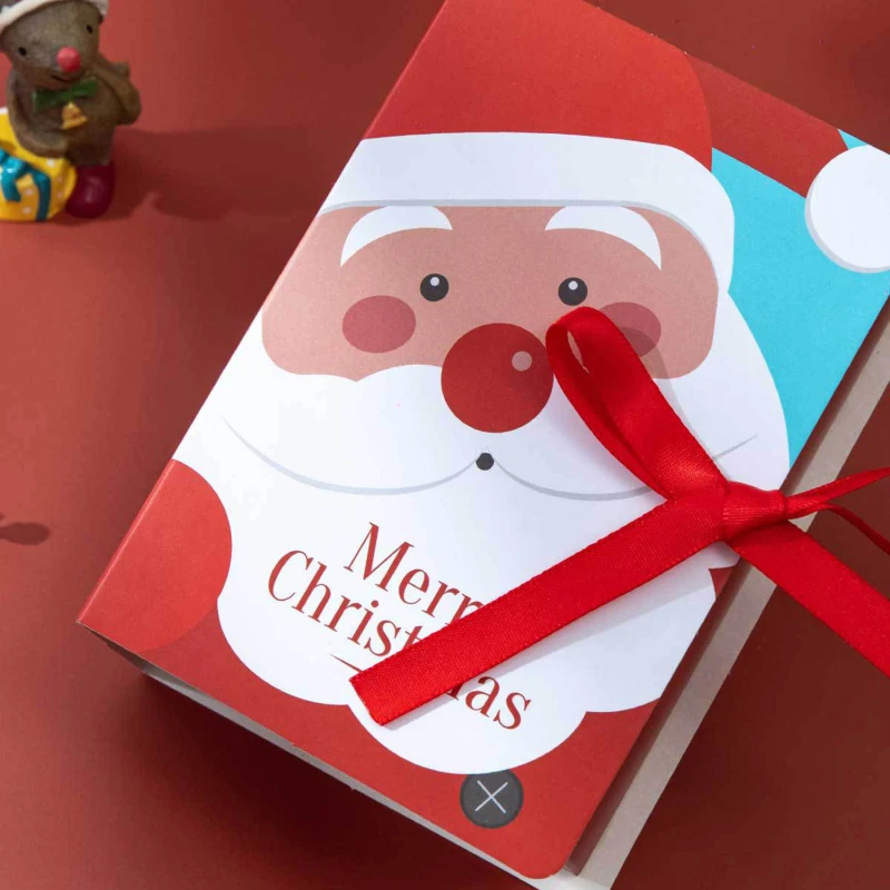 5Pcs Book Shape Merry Christmas Candy Boxes Bags Christmas Santa Claus Gift Box Party Decoration Supplies Christmas Cookie Box