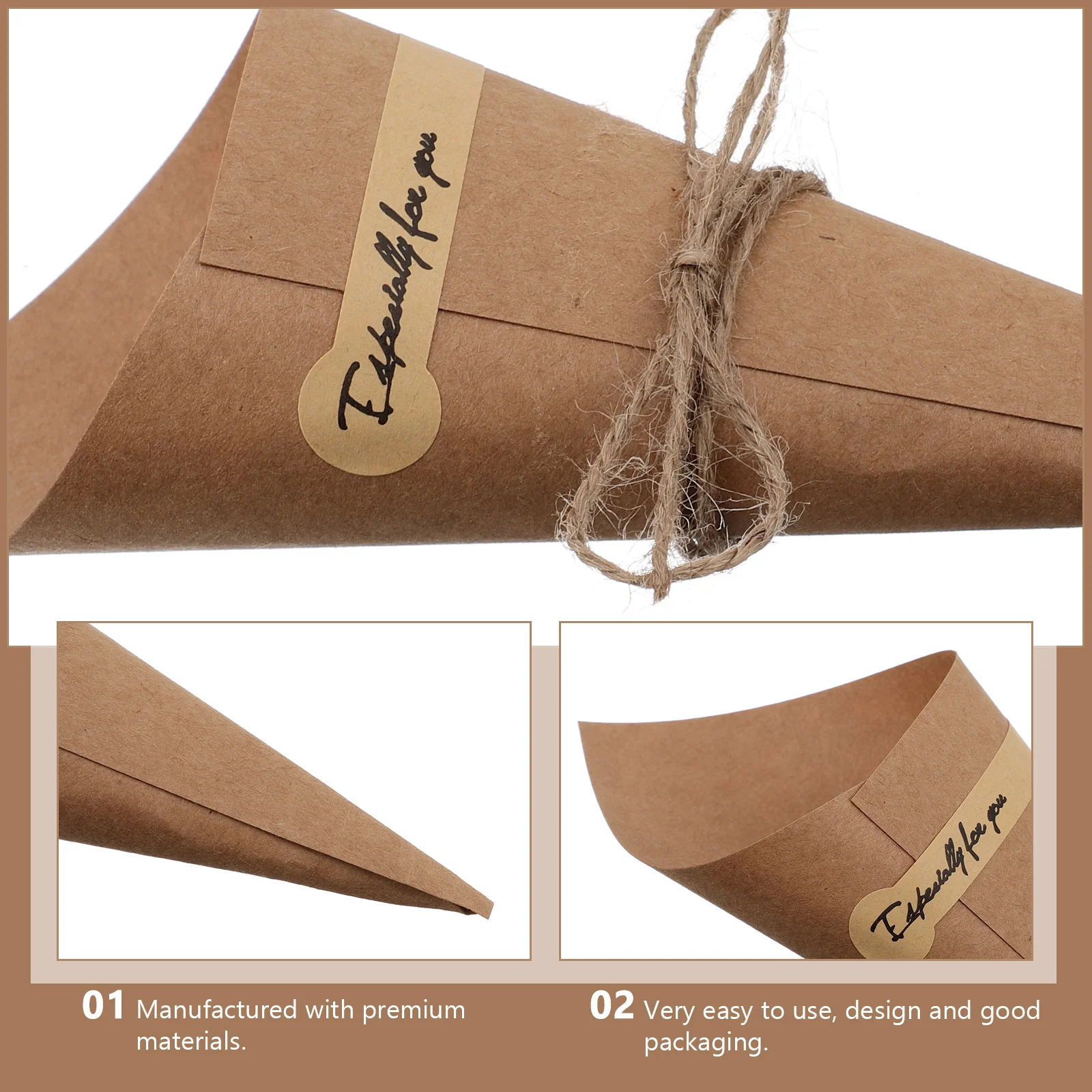 50 Pcs Cupcake Boxes Cone Tube Food Paper Kraft Cones for Party Turntable Ice Cream