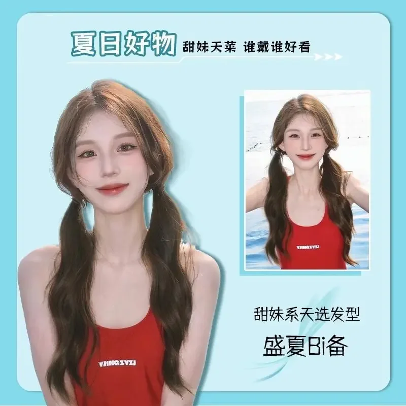 Hair Extensions Pony Tail Ponitail Hair Extension Sweet Woman Black Slightly Curly Ponytail Extension Long Heat-resistant Wig