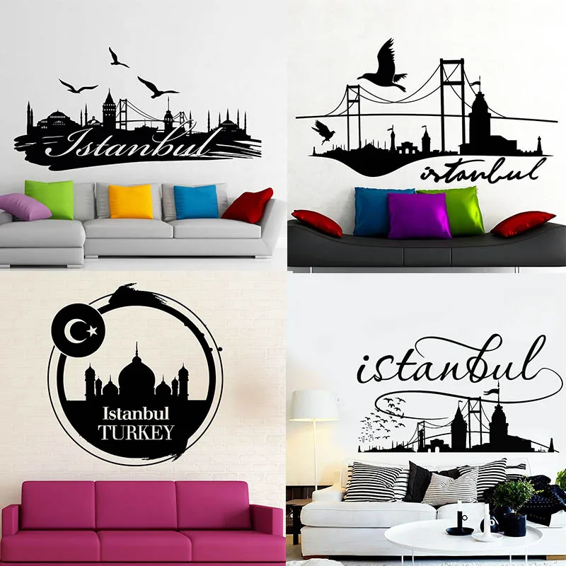 Istanbul Wall Decal Logo Turkey Famous Silhouette Scenery Word City Vinyl Sticker Home Room Interior Decor Mural