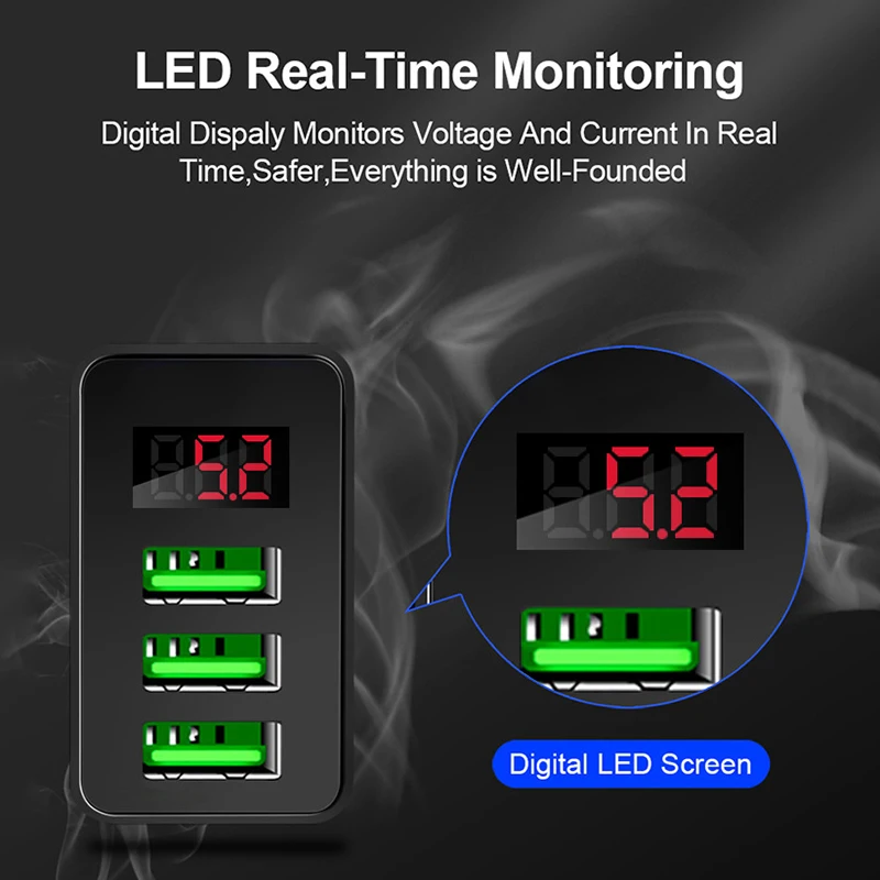 شاحن سريع مع شاشة رقمية للأندرويد ، محول طاقة عالمي سريع ، 2.4 أمبير USB صغير ، قابس حائط ، QC3.1 ، 25 واط #3
