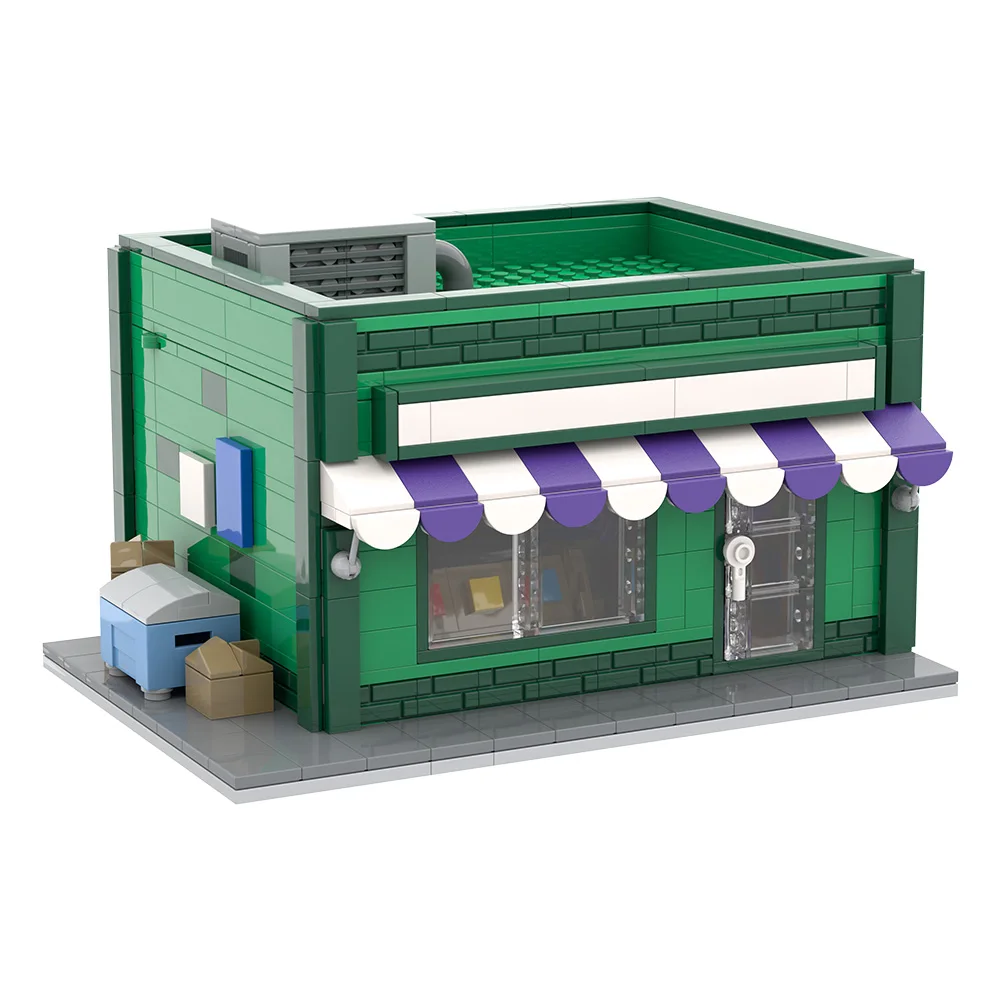 

MOC Anime Simpsoned Baseball Card Shop Bricks Springfield The Android's ungeon Modular Building Blocks Model Assembly Toys Gifts