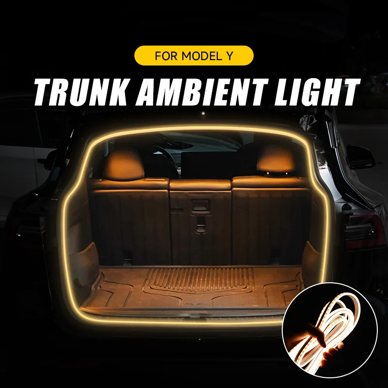 Trunk Light for Tesla Model Y Sensing Style Ambient Lighting Flexible Frunk Brighten LED Strip Waterproof Car Decorative Lights