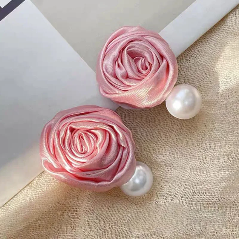 Advanced and Elegant  Hair Clips Plain Color Hairgrip Hairpin Sweet Simple Rose Pearl Side Pins Women Party Hair Accessories