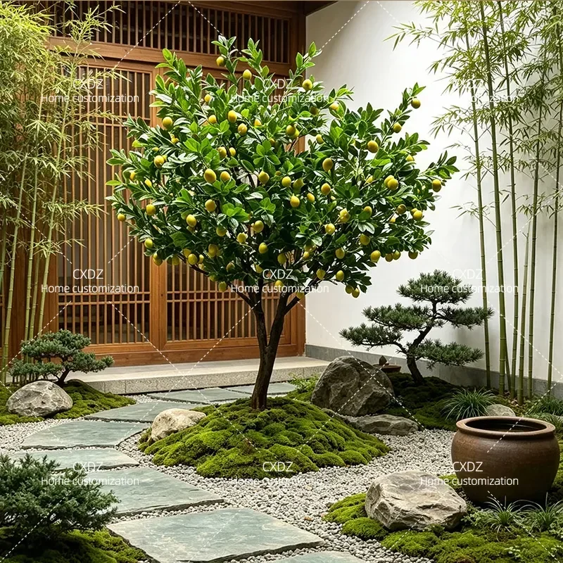 Simulation Lemon Grapefruit Banyan Wishing Tree Artificial Green Plant for Hotel Indoor Outdoor Landscaping Wedding Window