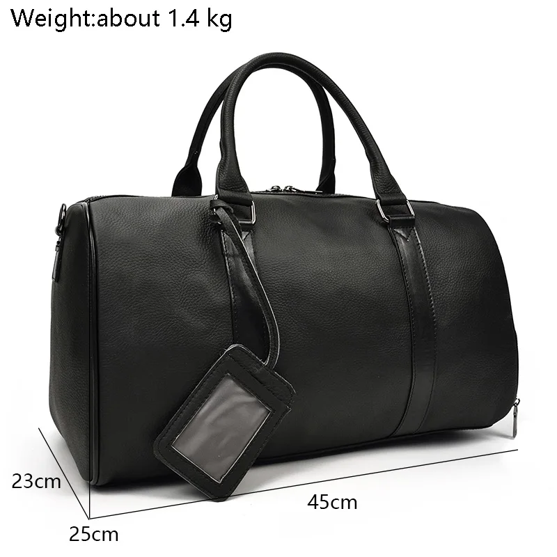 Fashion Genuine Leather Duffel Bag Big Cow Leather Men Women Business Travel Bag Black Large Shoulder Bags Weekend Luggage Bags