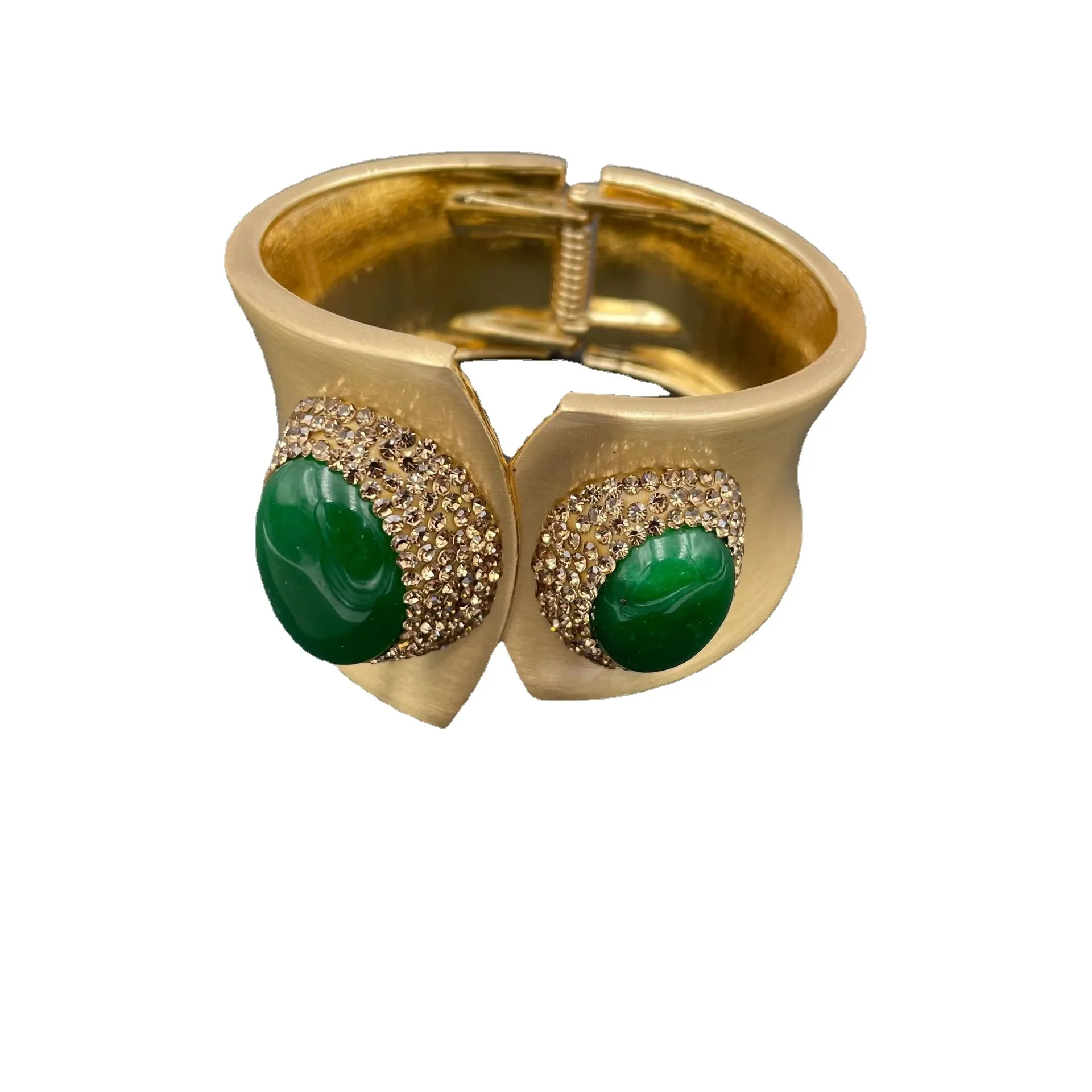 جديد الزمرد سوار مرصع باليشم للنساء حجر الراين موضة شخصية مجوهرات الزفاف الطرف