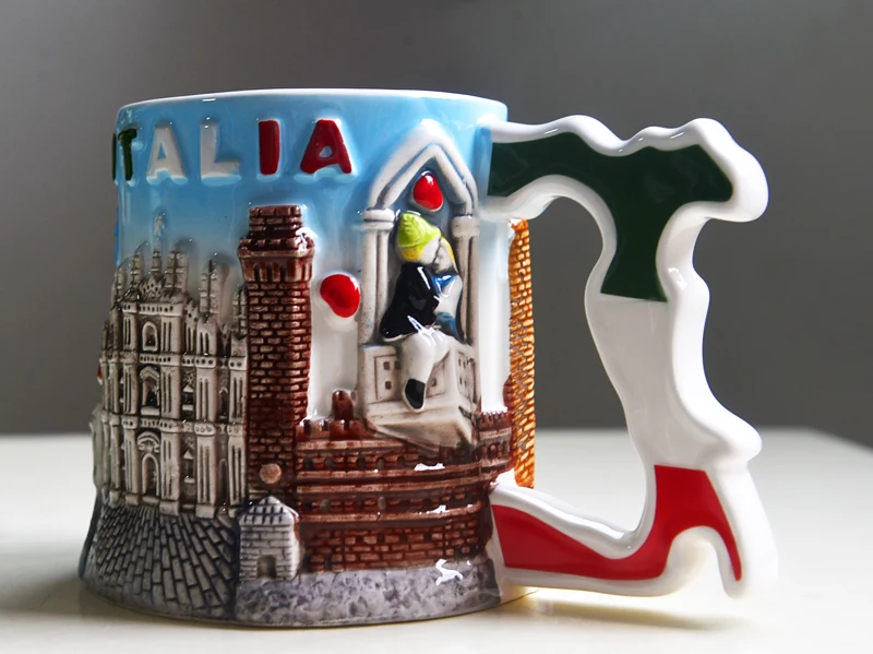 Rome, Italy, Leaning Tower of Pisa Tourist Memorial Building, hand-painted 3D mug