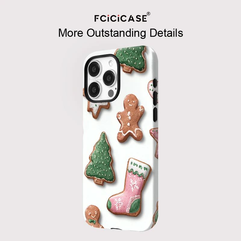 Fcicicase Phone Case For iPhone 17 Air 14 15 Plus 16 Pro Max 13 12 11 For Magsafe Magnetic Christmas Socks Tree Pattern Cover