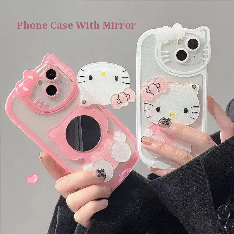 

Sanrio Hello Kitty Mobile Phone Case Kawaii Cartoon Mirror for Iphone13 Soft Shell Iphone 12 Iphone Full Range of Phone Cases