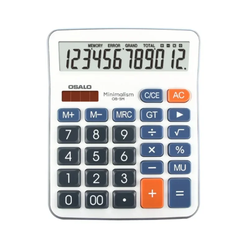 OSALO 5M Desktop Solar Office Calculator - 12-Digit Solar Display, Powered, Desktop Calculator for Office Use