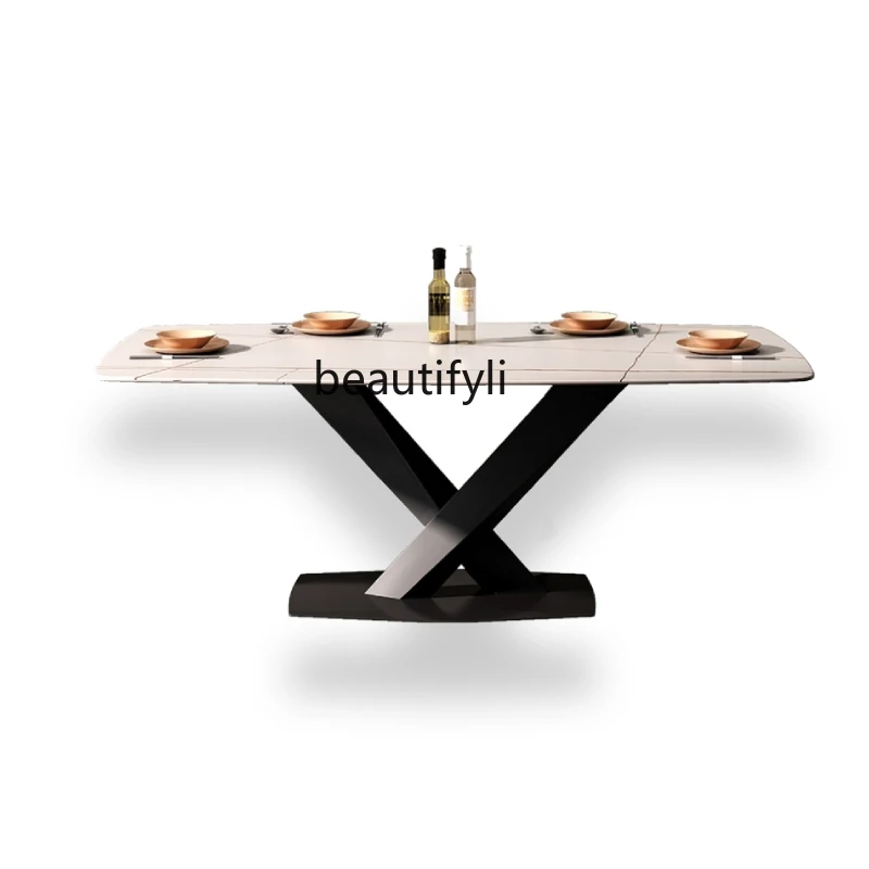 

yj Italian Imported Stone Plate Simple Dining Table Modern Nordic Design Light Luxury Rectangular Dining Table