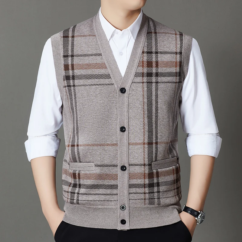 

Winter 2025 with Fleece Warm Vest Vest, Vest Sweater, Men's One-piece Fleece Inner Layer Bottom Sweater, Knitted Sweater Top