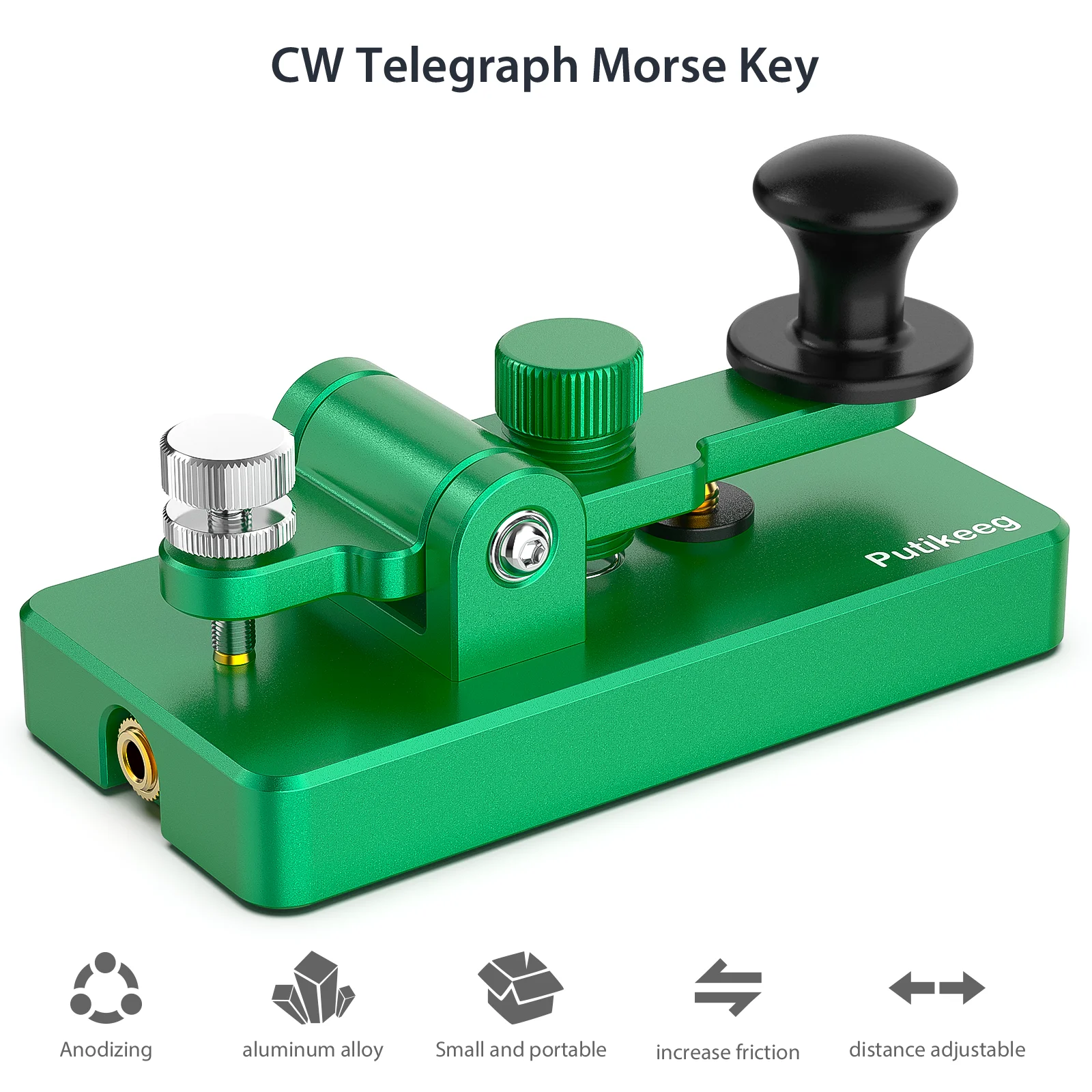 putikeeg-single-vane-weight-200g-size-38-18-18in-morse-key-cw-auto-base-magnetic-adsorption-for-shortwave-radio-green