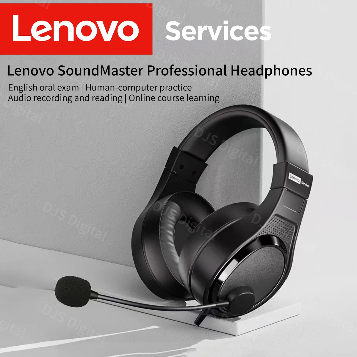 Lenove Communication Headset Wireless Anc 3.5mm Jack Earphones with Microphone Hd Call On-Ear Ai Noise Cancelling Headphones
