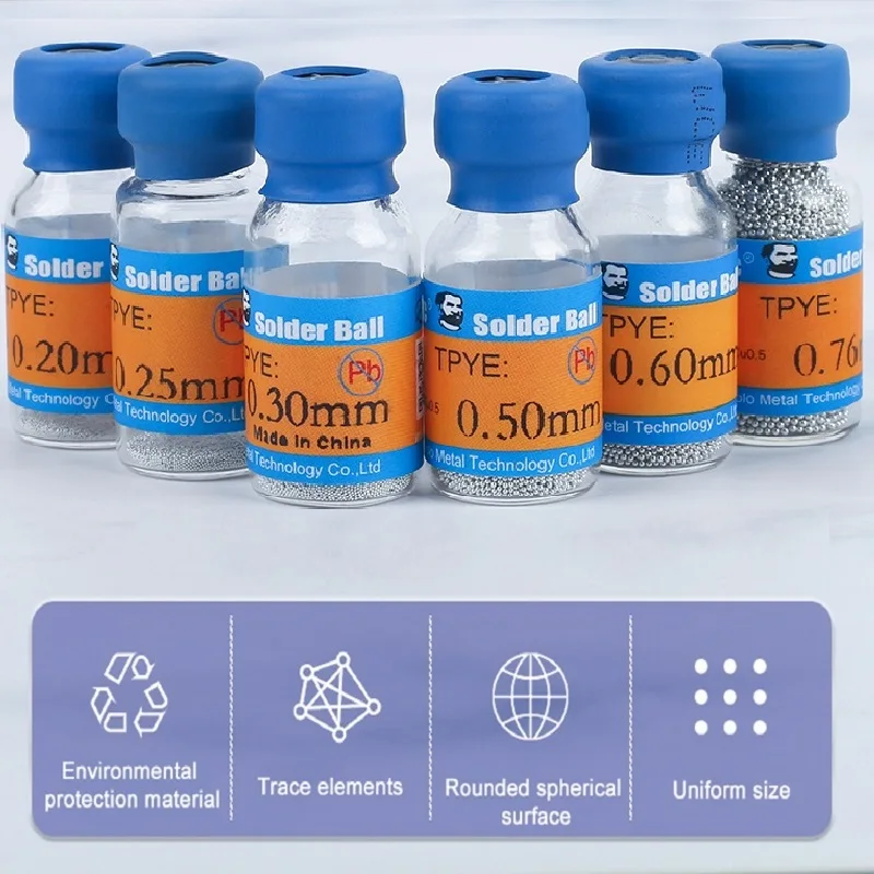 ميكانيكي XZ10 سلسلة خالية من الرصاص Sn96.5/Ag3.0/Cu0.5 بغا لحام كرات 10K/زجاجة 0.2 مللي متر-0.76 مللي متر لحام الكرة ل PCB إصلاح إعادة العمل