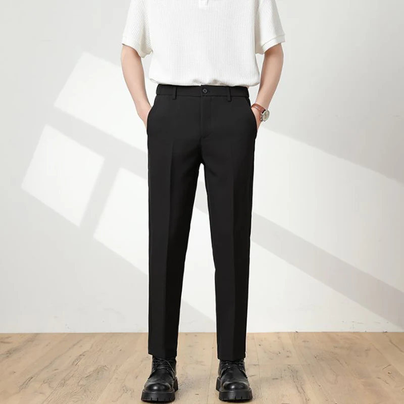 

Four season hanging style new men's casual pants straight leg Korean version business loose suit pants four-color sizes 28-42