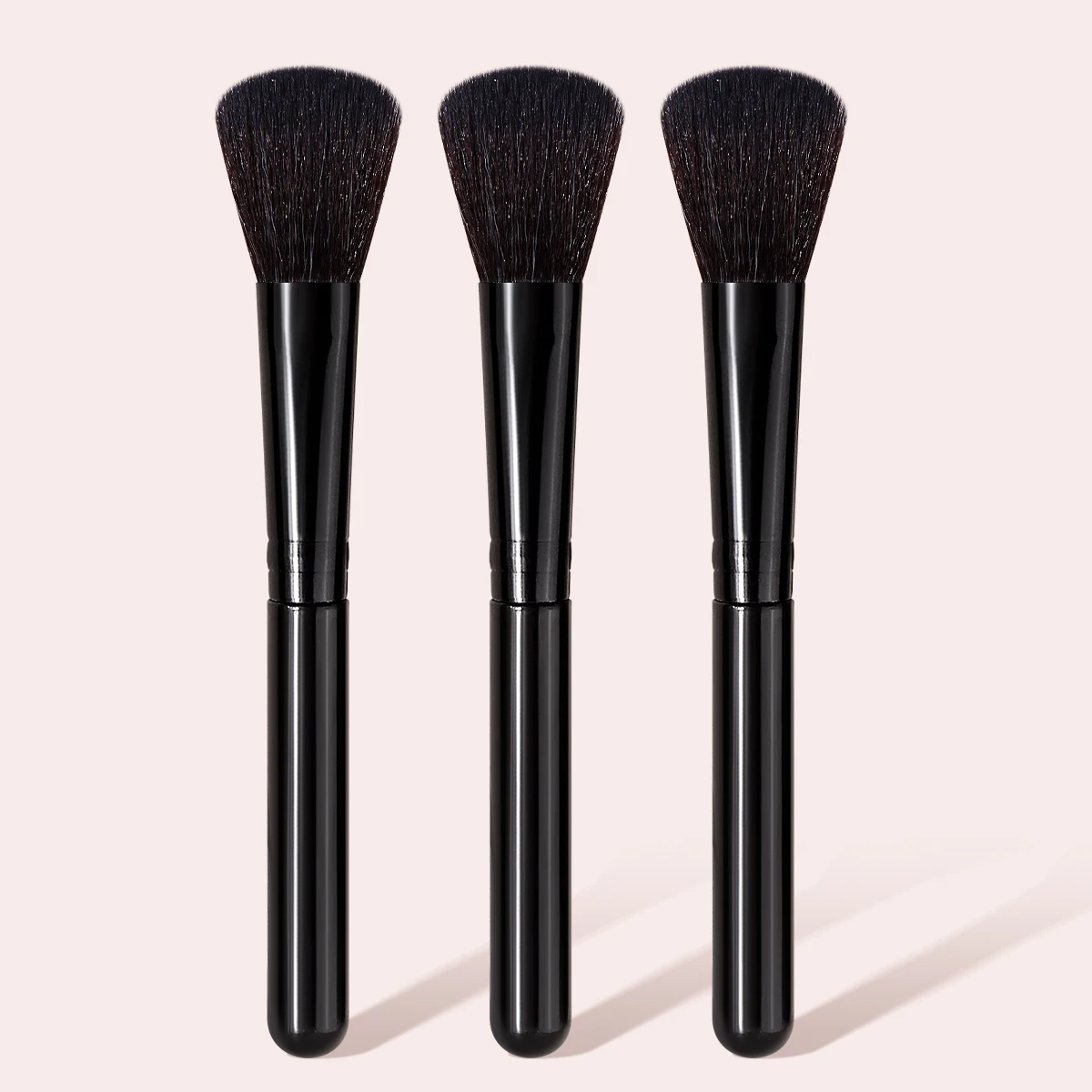3PCS Black Blush Brush Set,Natural Gradient Cheek Blush,Bronzer&Highlight Application,Simple To Avoid Heavy Blocky Blush Look
