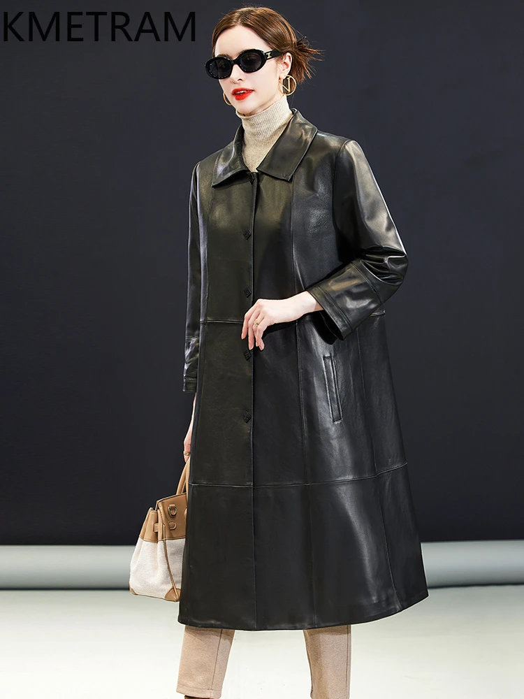 Piumino in vera pelle di pecora Donna Piumini lunghi di lusso Piumini invernali Collo in pelliccia di visone Cappotto allentato Abbigliamento donna 2025 │жа Ramonierz====к