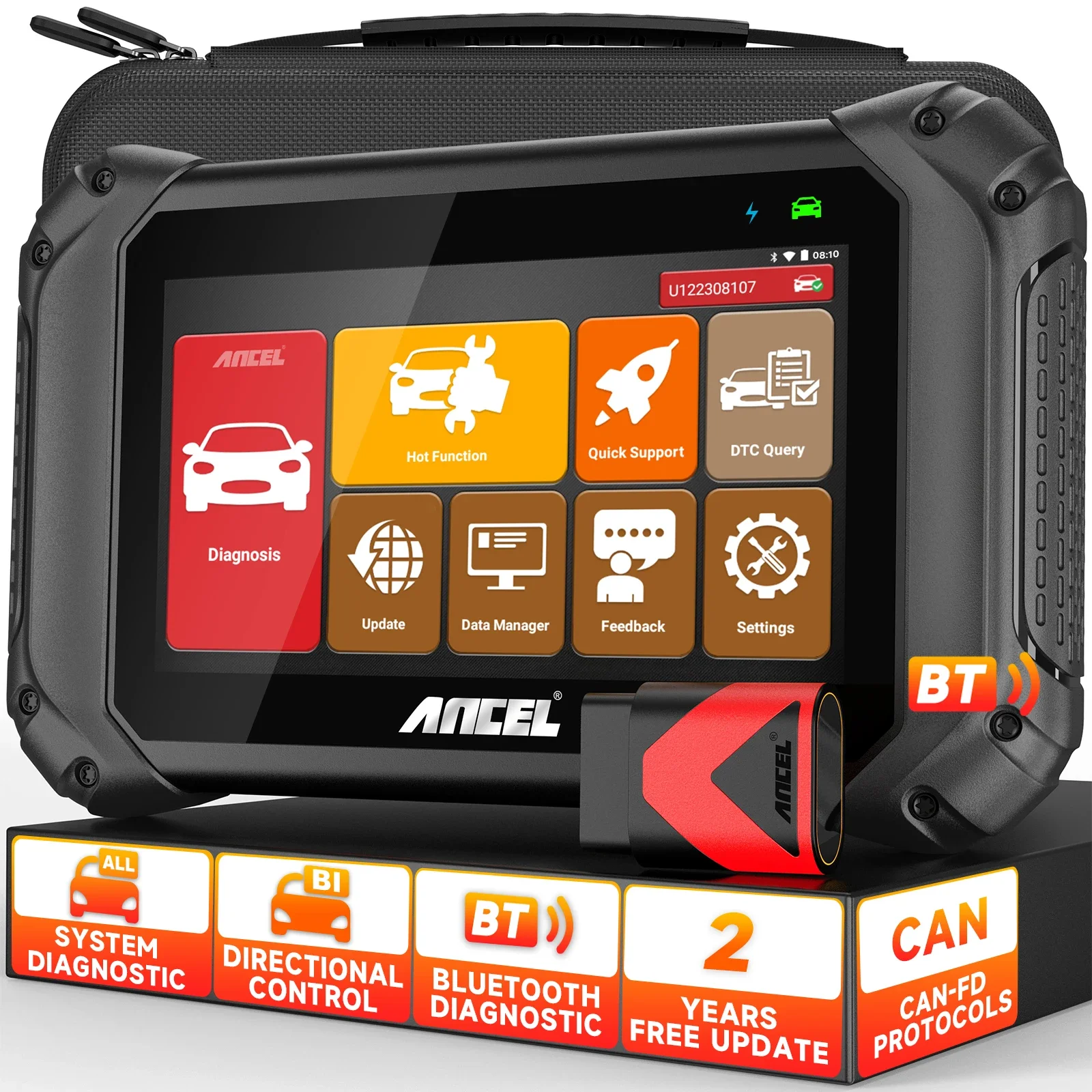 

ANCEL V5 Bluetooth OBD2 Scanner Bidirectional Test ABS Oil EPB TPMS SAS Multiple Resets Full System OBD 2 Car Diagnostic Tool