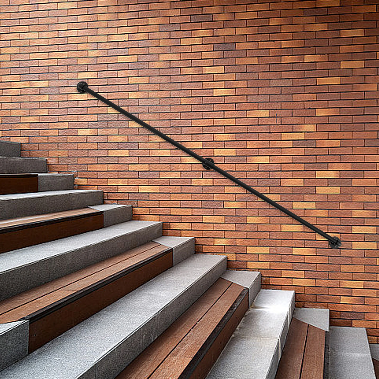 Wall-mounted and Screw-In Galvanized Steel Pipe ￥ Cast Iron Black Stair Handrail, Metal Staircase Handrail, Industrial Hand Rail