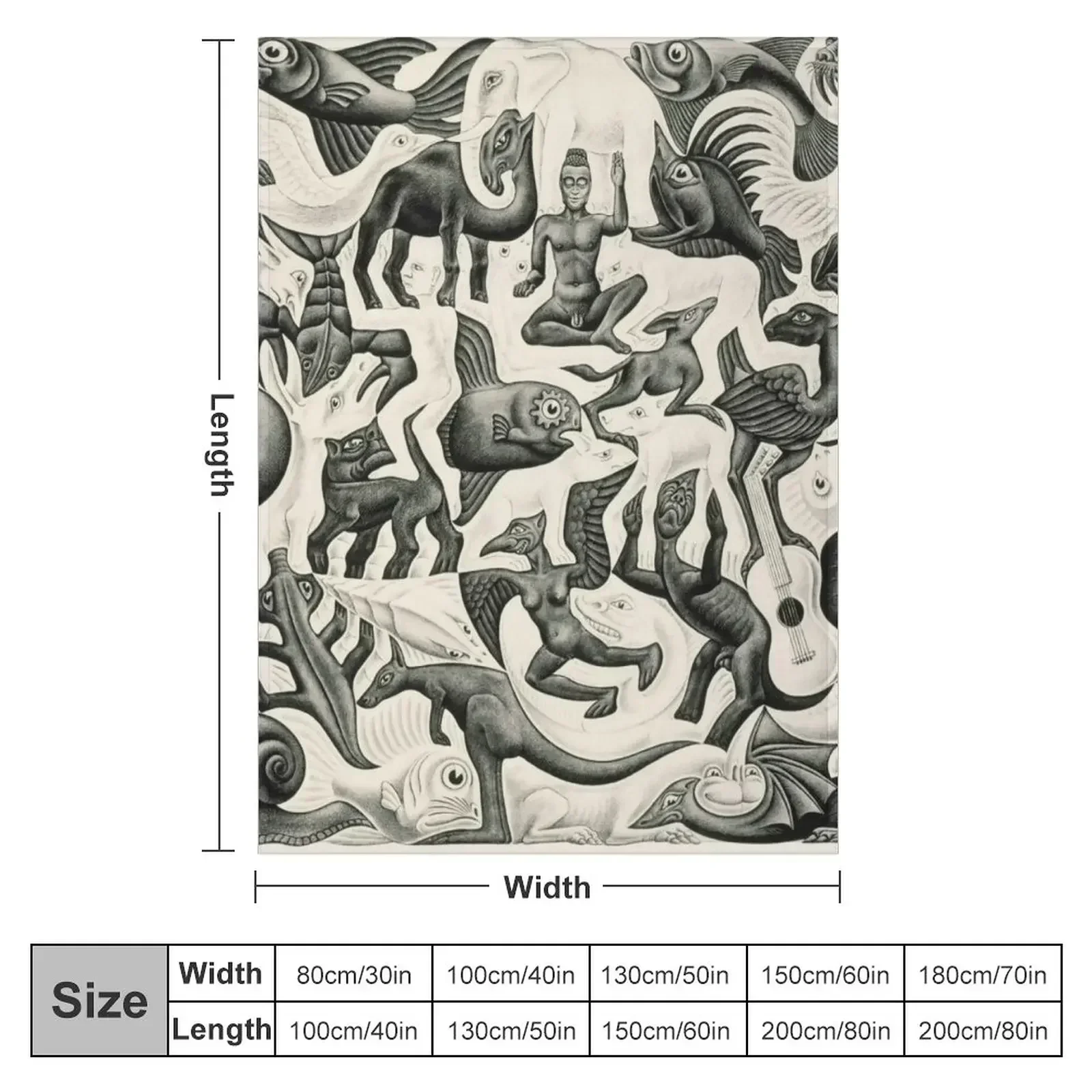 Escher - Plane Filling II Throw Blanket Plush Luxury Brand Thin Baby Blankets
